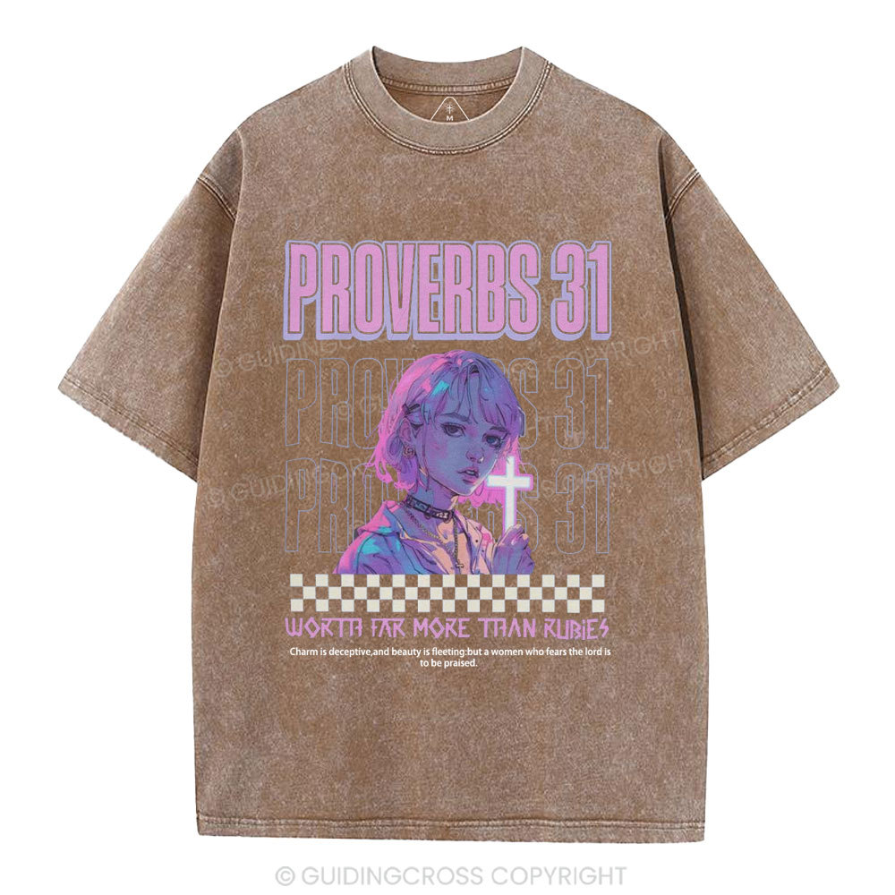 Worth Far More Than Rubies Christian Washed T-Shirt