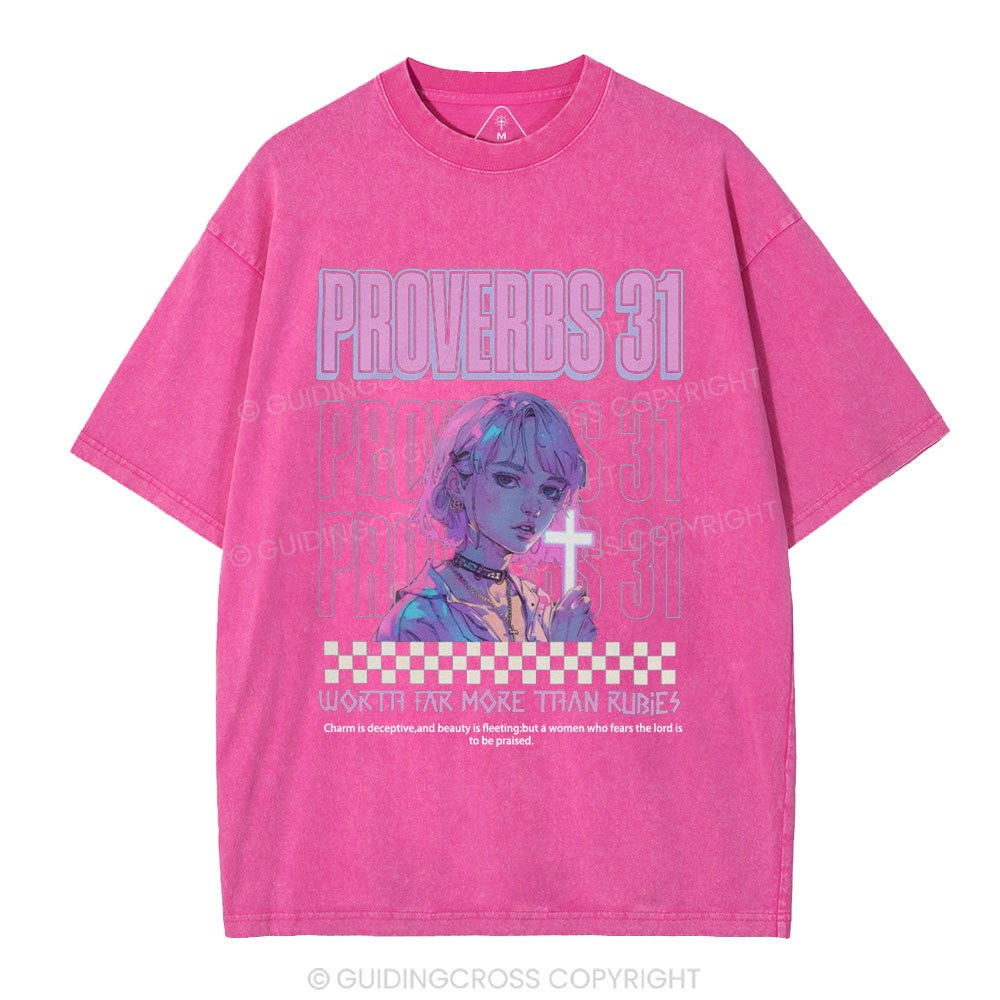 Worth Far More Than Rubies Christian Washed T-Shirt