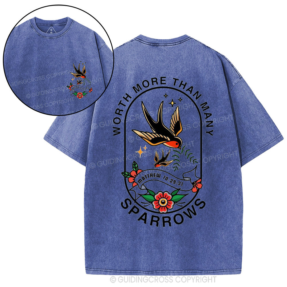 Worth More Than Many Sparrows Christian Washed T-Shirt