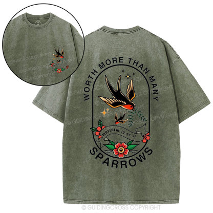 Worth More Than Many Sparrows Christian Washed T-Shirt