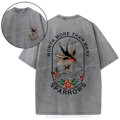 Worth More Than Many Sparrows Christian Washed T-Shirt