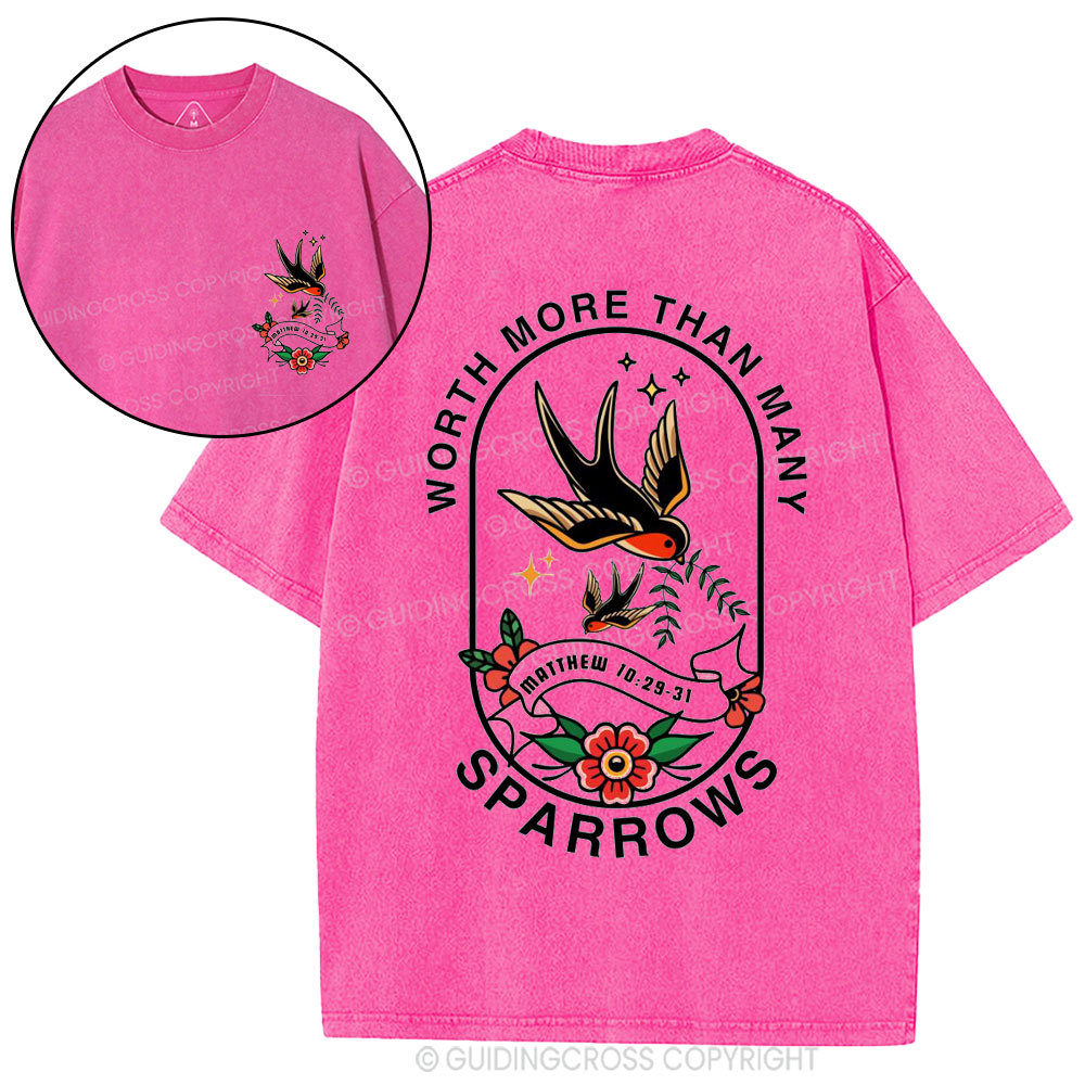 Worth More Than Many Sparrows Christian Washed T-Shirt