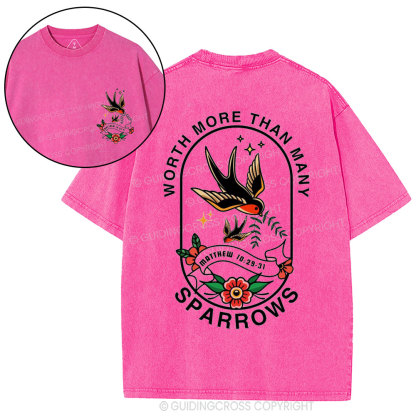 Worth More Than Many Sparrows Christian Washed T-Shirt