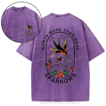 Worth More Than Many Sparrows Christian Washed T-Shirt