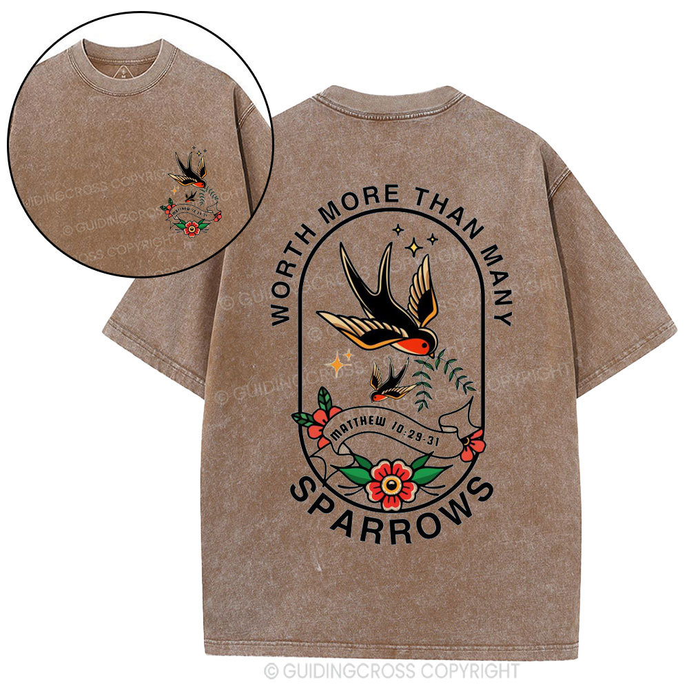 Worth More Than Many Sparrows Christian Washed T-Shirt