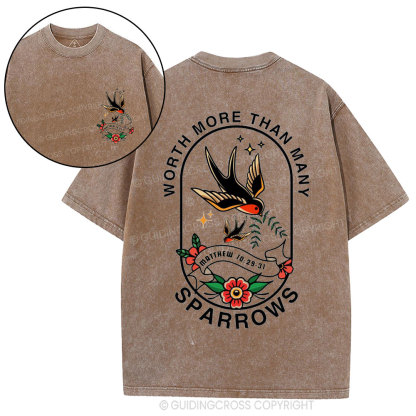Worth More Than Many Sparrows Christian Washed T-Shirt