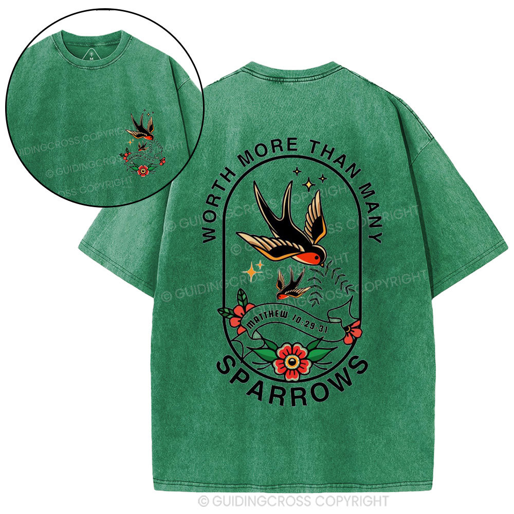 Worth More Than Many Sparrows Christian Washed T-Shirt