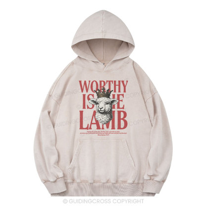 Worthy Is The Lamb Christian Washed Hoodie 