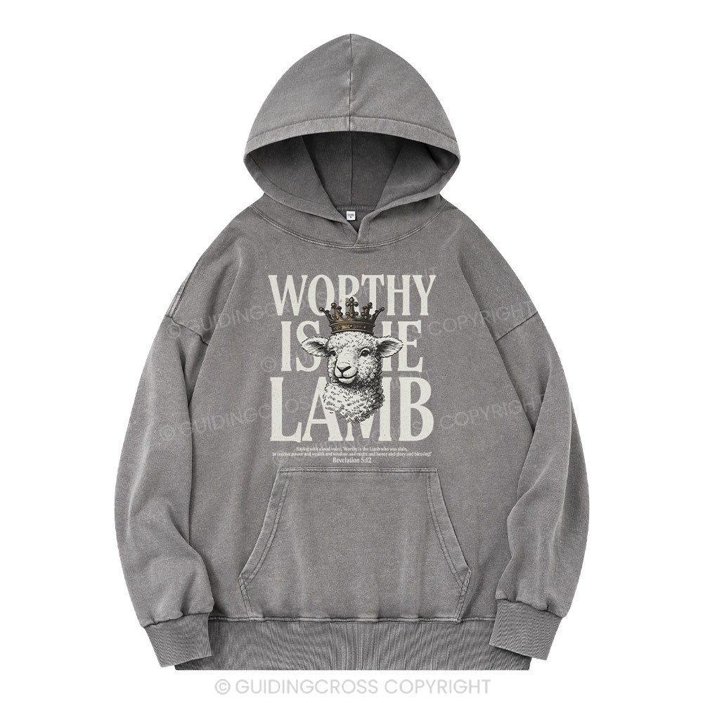 Worthy Is The Lamb Christian Washed Hoodie 