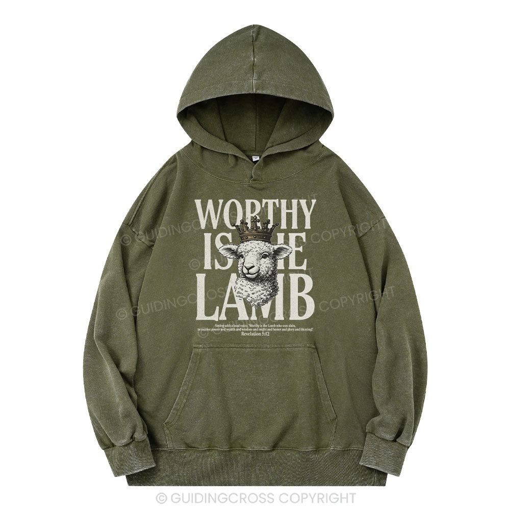 Worthy Is The Lamb Christian Washed Hoodie 