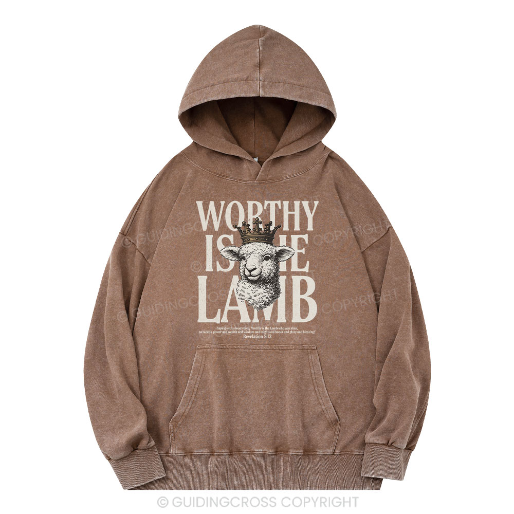 Worthy Is The Lamb Christian Washed Hoodie 