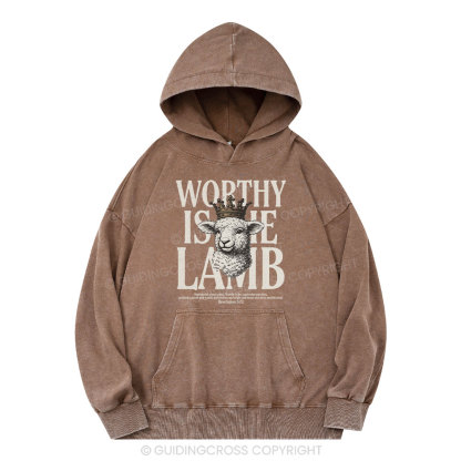 Worthy Is The Lamb Christian Washed Hoodie 