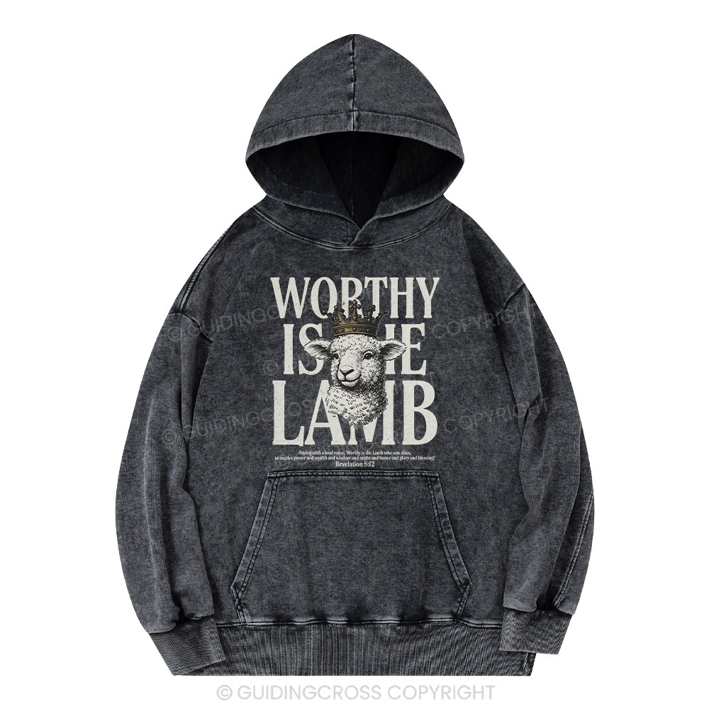 Worthy Is The Lamb Christian Washed Hoodie 