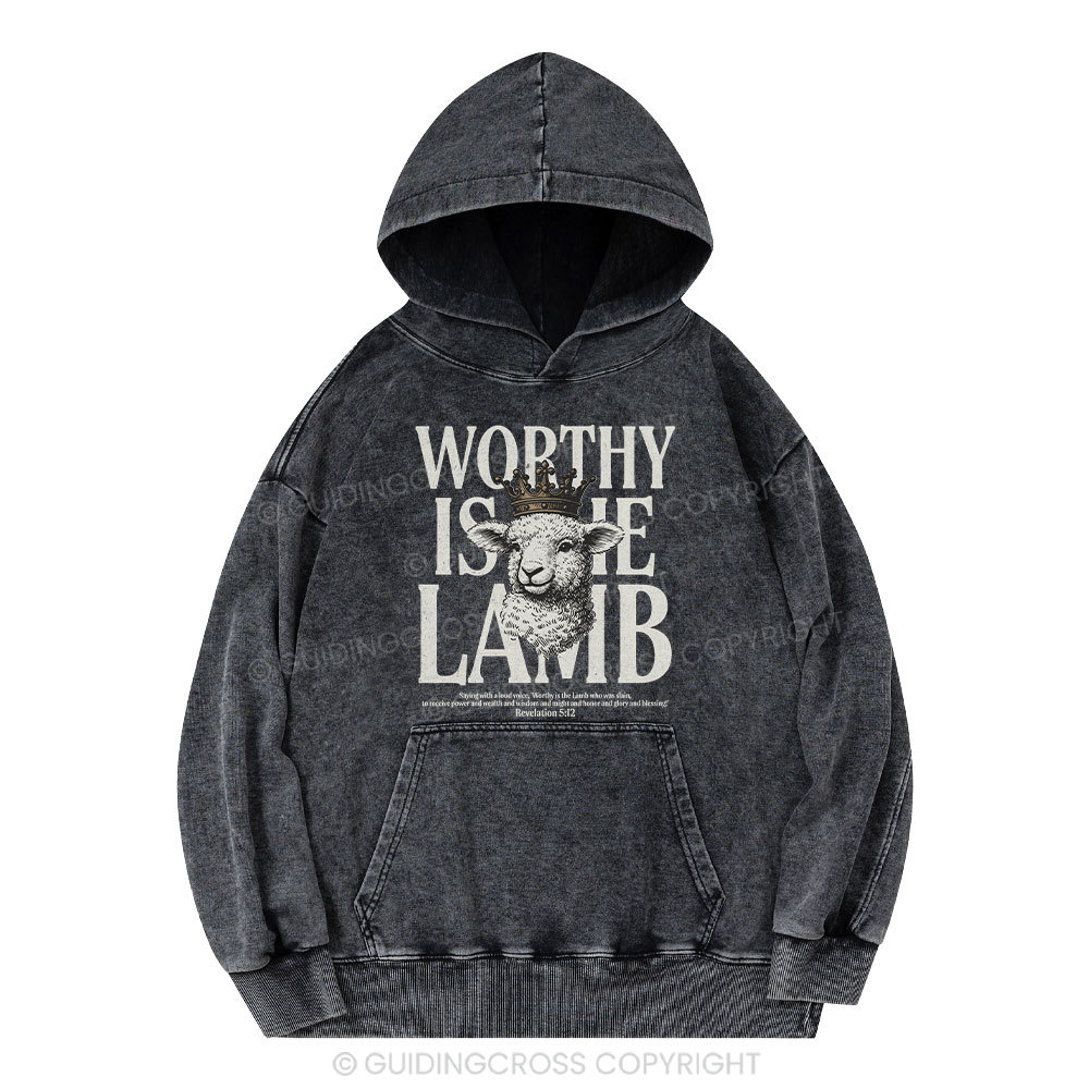 Worthy Is The Lamb Christian Washed Hoodie 