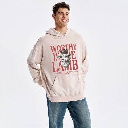 Worthy Is The Lamb Christian Washed Hoodie 