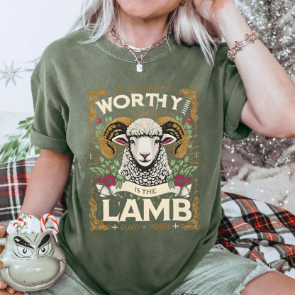 Worthy Is The Lamb Christian Washed T-Shirt