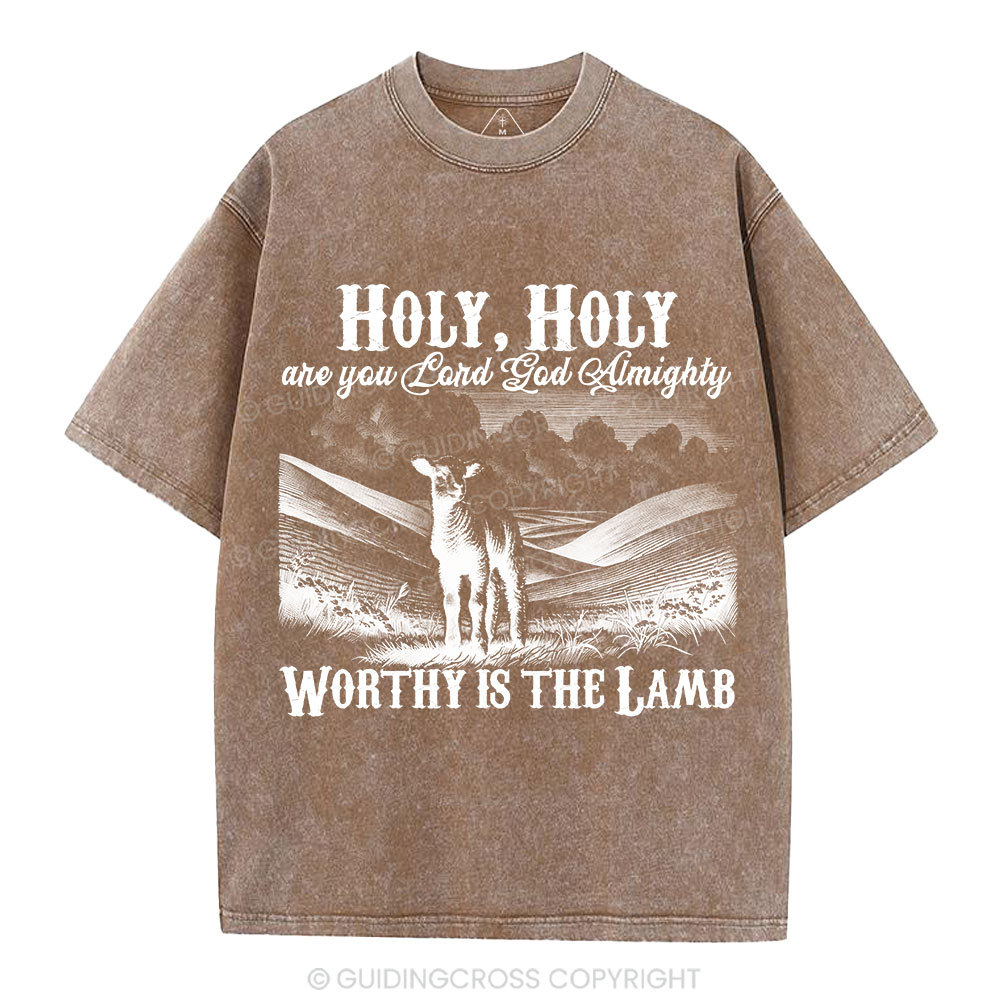 Worthy Is The Lamb Christian Washed T-Shirt