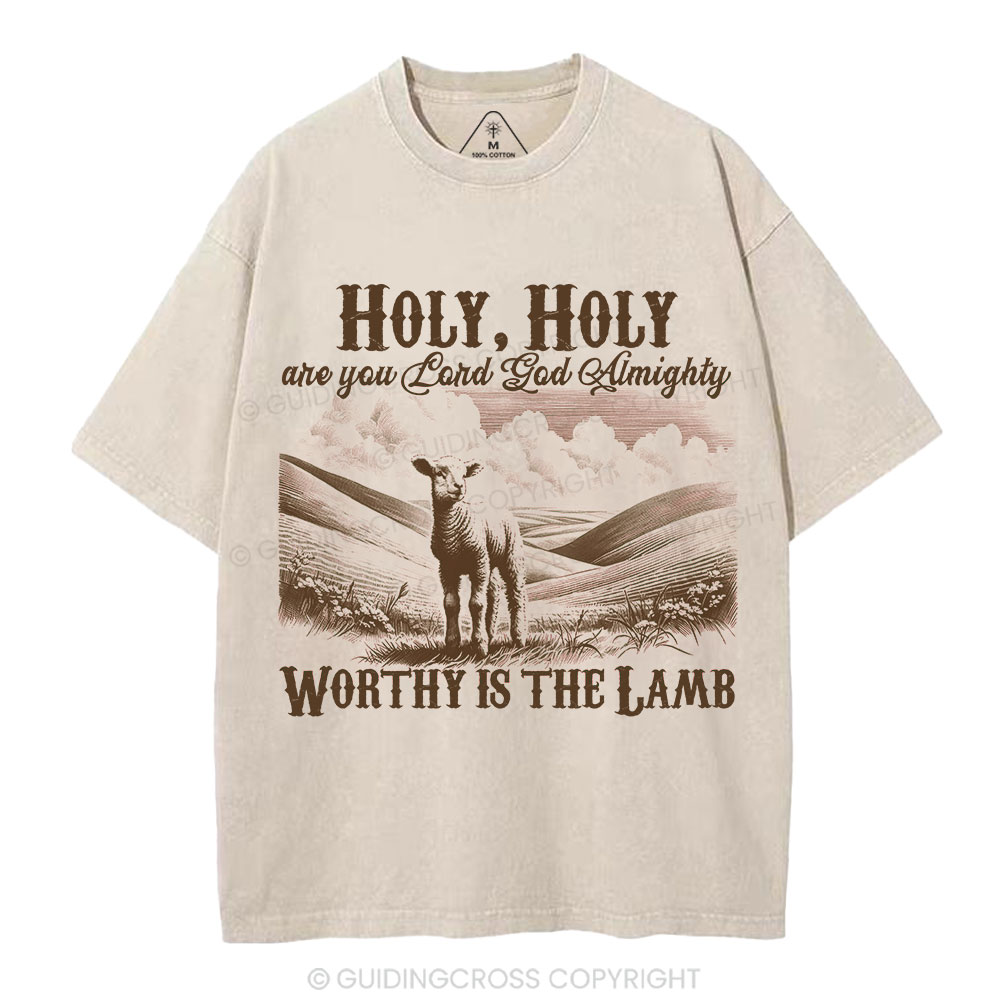 Worthy Is The Lamb Christian Washed T-Shirt