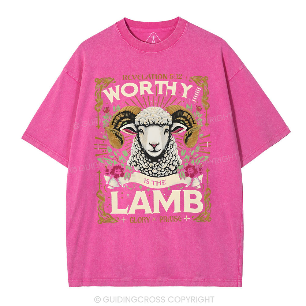 Worthy Is The Lamb Christian Washed T-Shirt