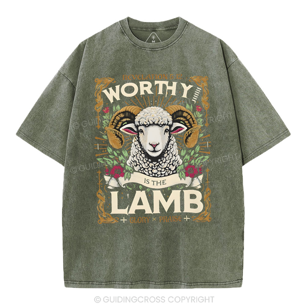 Worthy Is The Lamb Christian Washed T-Shirt