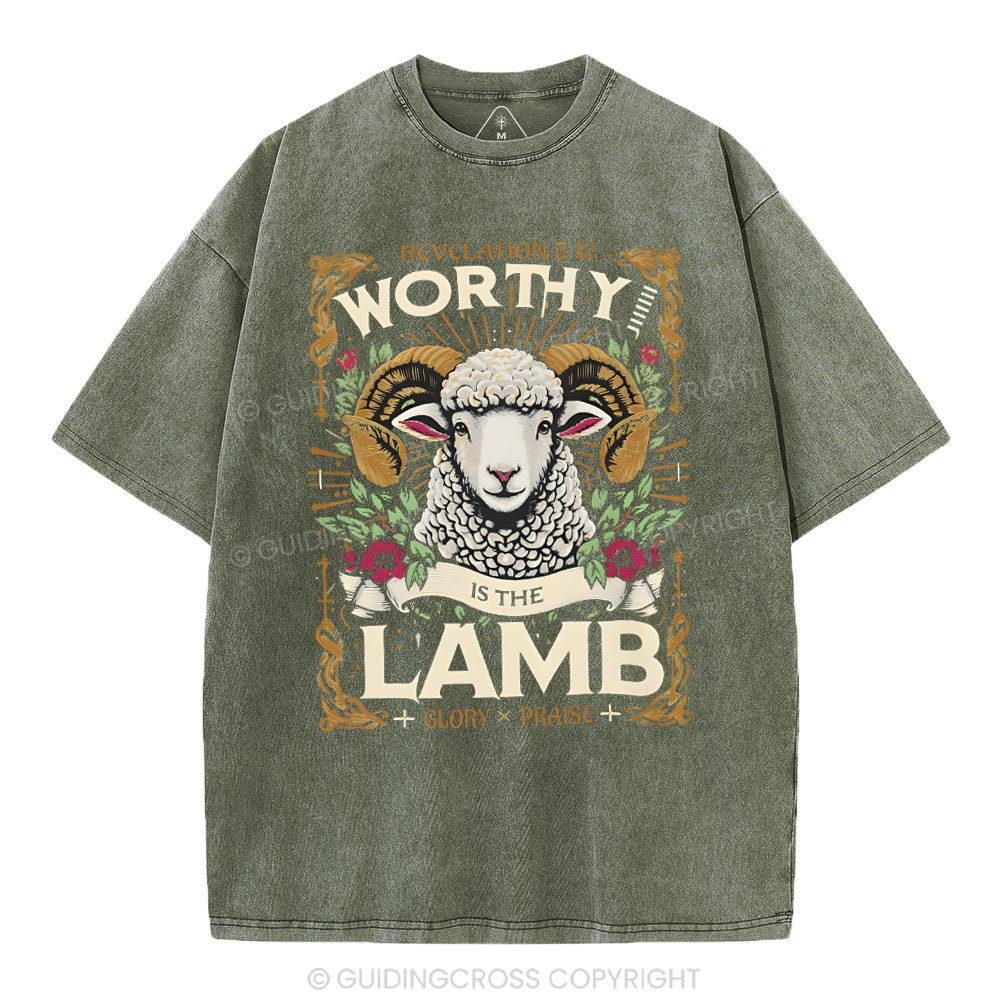 Worthy Is The Lamb Christian Washed T-Shirt