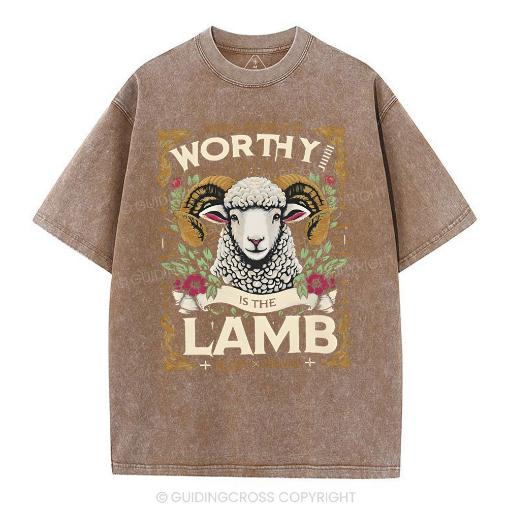 Worthy Is The Lamb Christian Washed T-Shirt