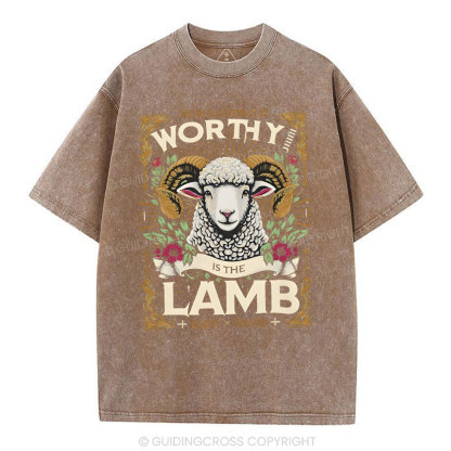 Worthy Is The Lamb Christian Washed T-Shirt