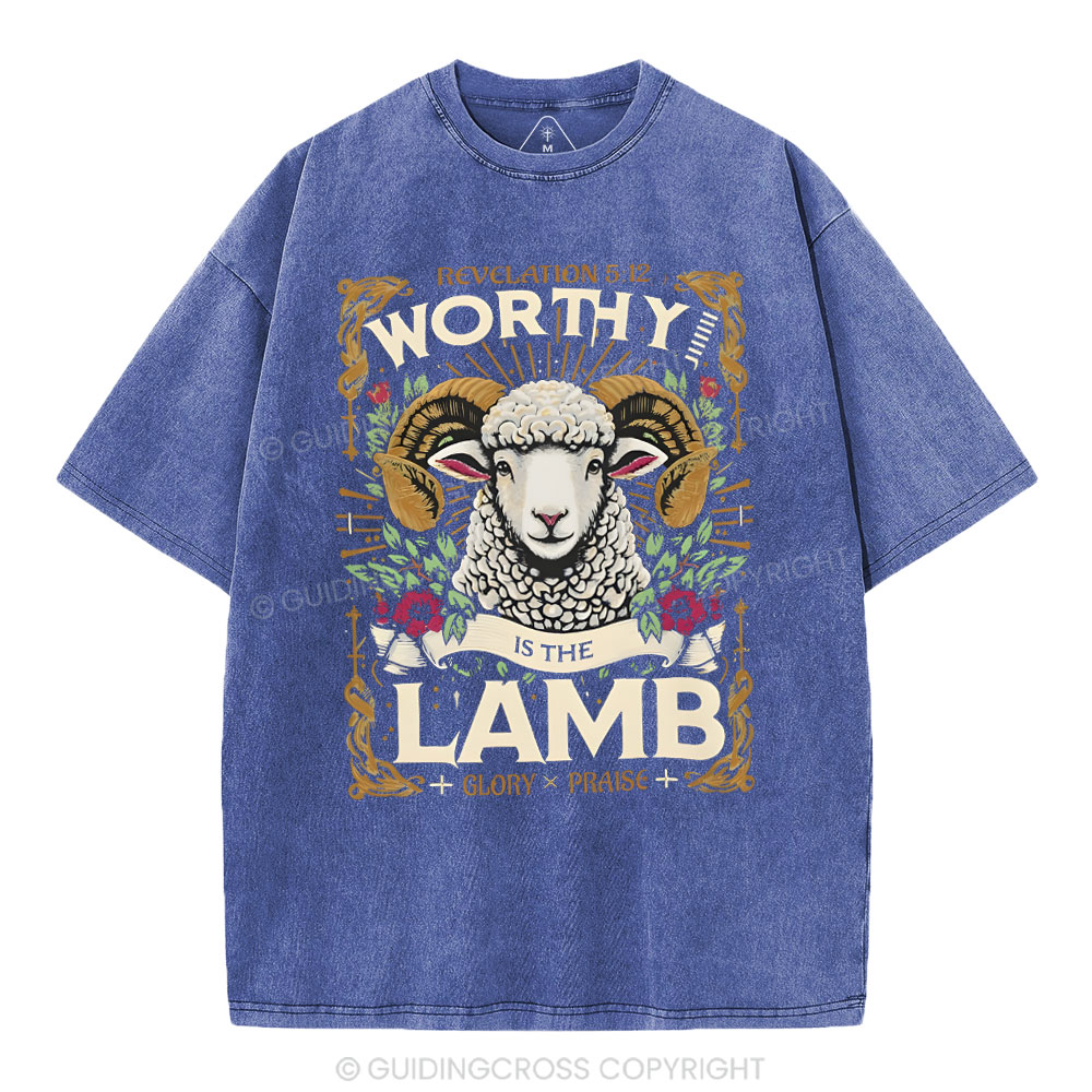 Worthy Is The Lamb Christian Washed T-Shirt