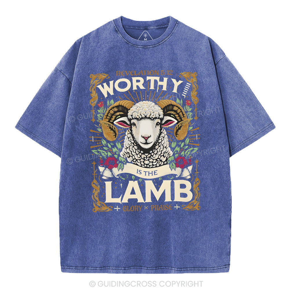 Worthy Is The Lamb Christian Washed T-Shirt