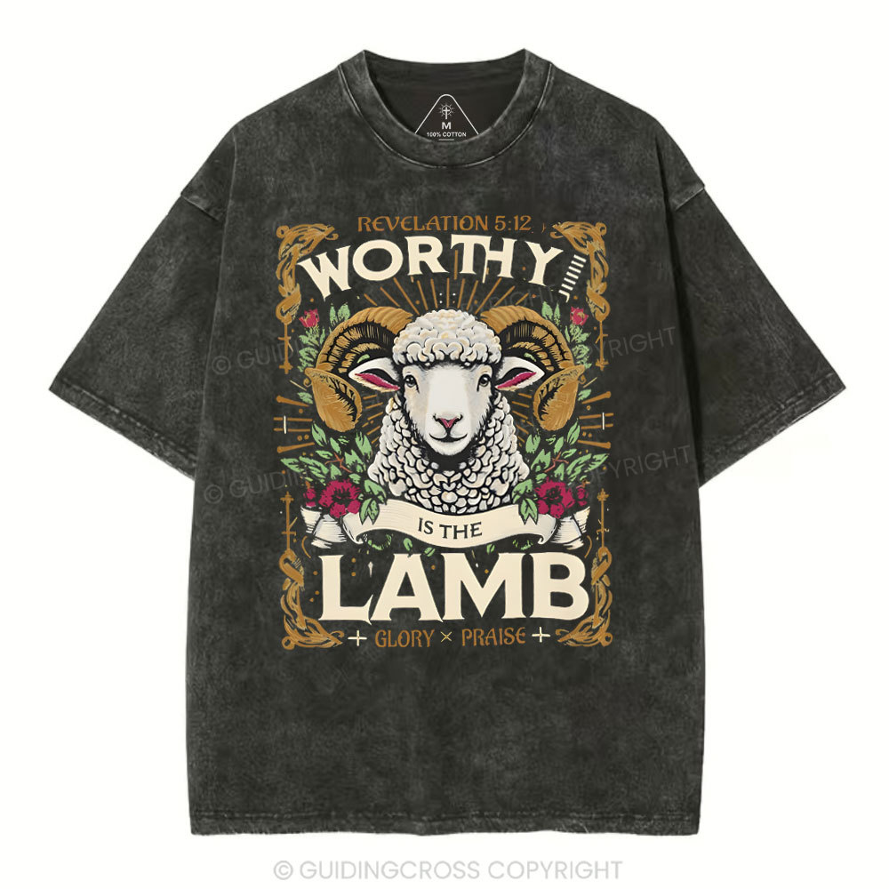 Worthy Is The Lamb Christian Washed T-Shirt