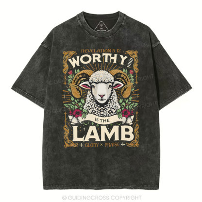 Worthy Is The Lamb Christian Washed T-Shirt