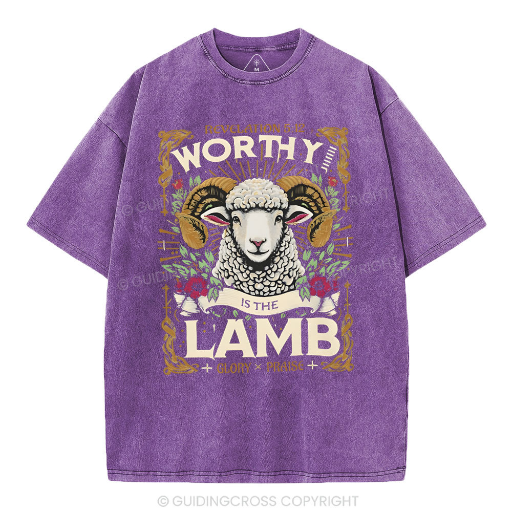 Worthy Is The Lamb Christian Washed T-Shirt