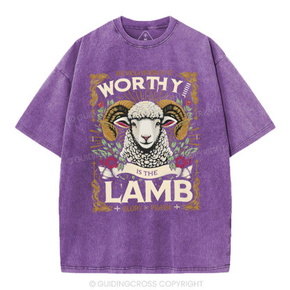 Worthy Is The Lamb Christian Washed T-Shirt