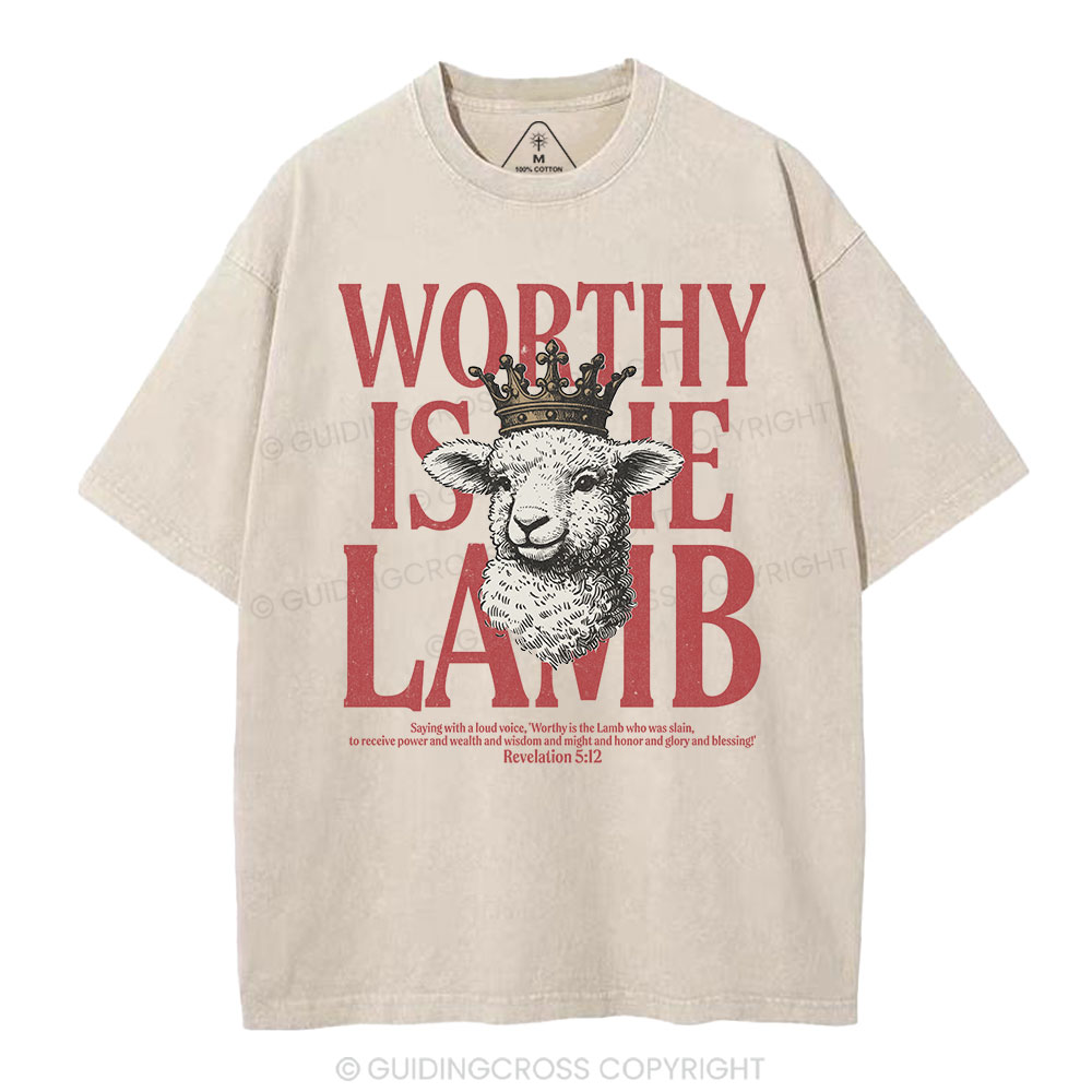 Worthy Is The Lamb Christian Washed T-Shirt
