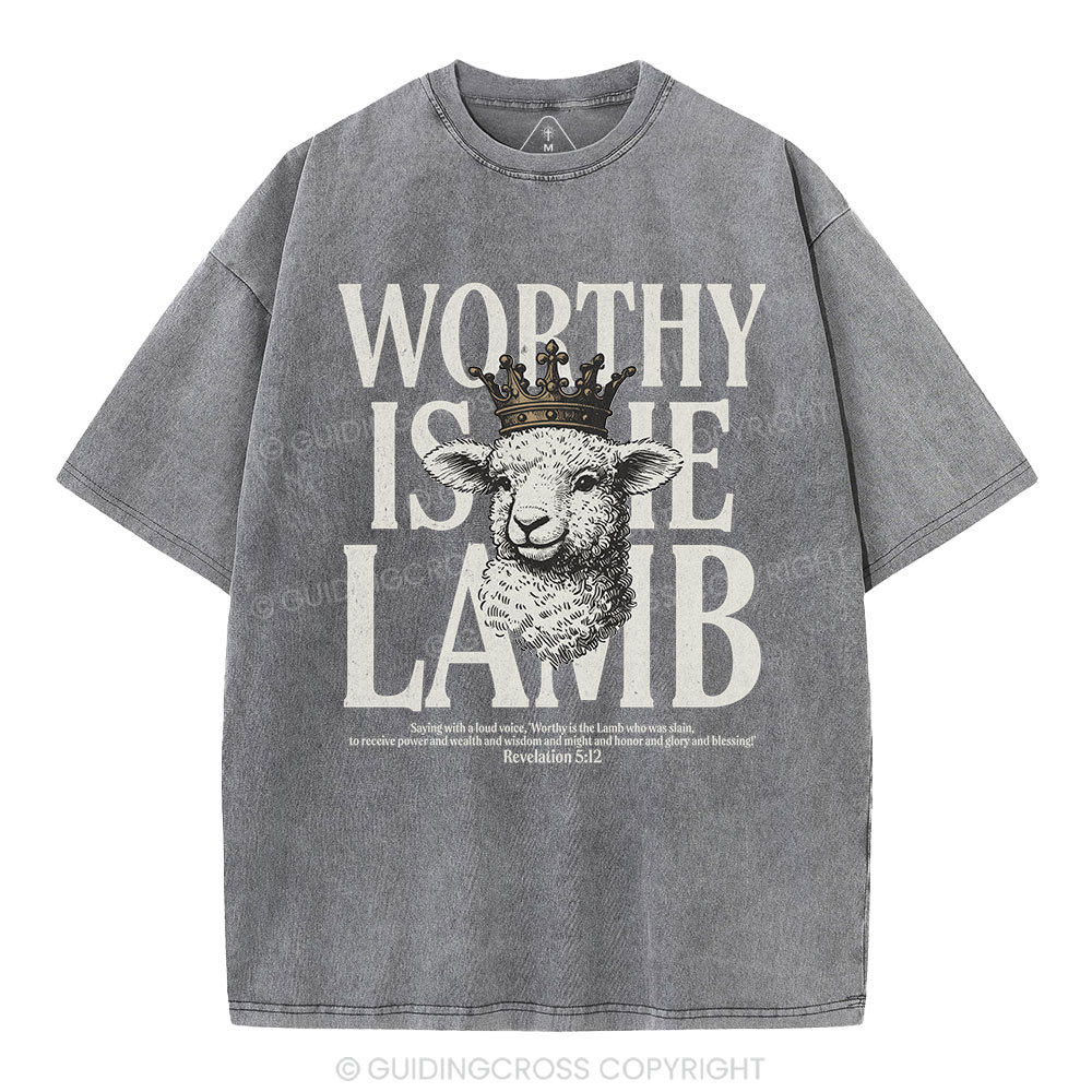 Worthy Is The Lamb Christian Washed T-Shirt