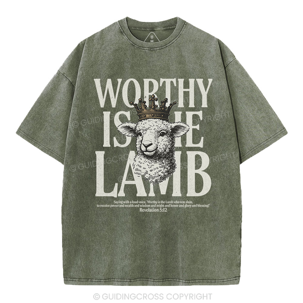 Worthy Is The Lamb Christian Washed T-Shirt