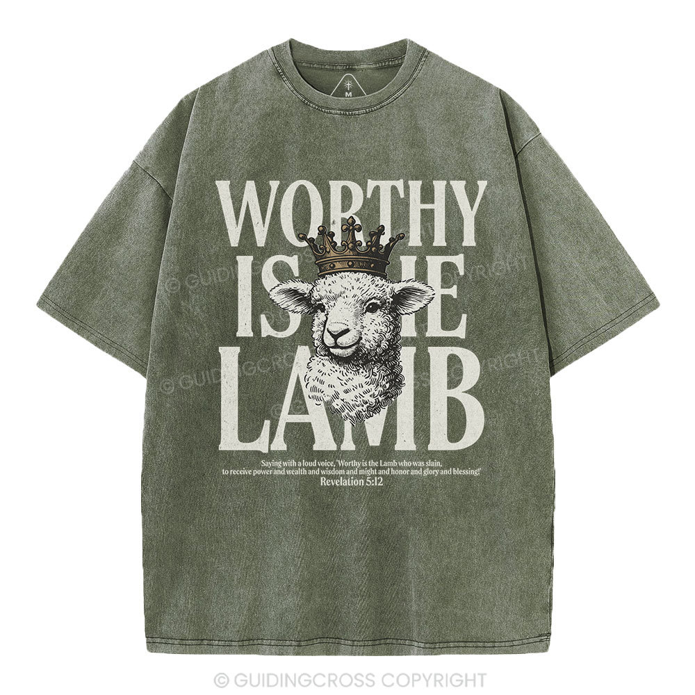 Worthy Is The Lamb Christian Washed T-Shirt