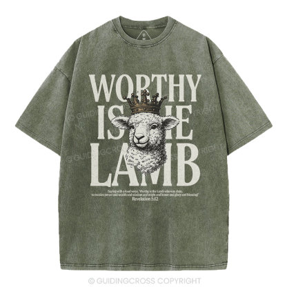 Worthy Is The Lamb Christian Washed T-Shirt