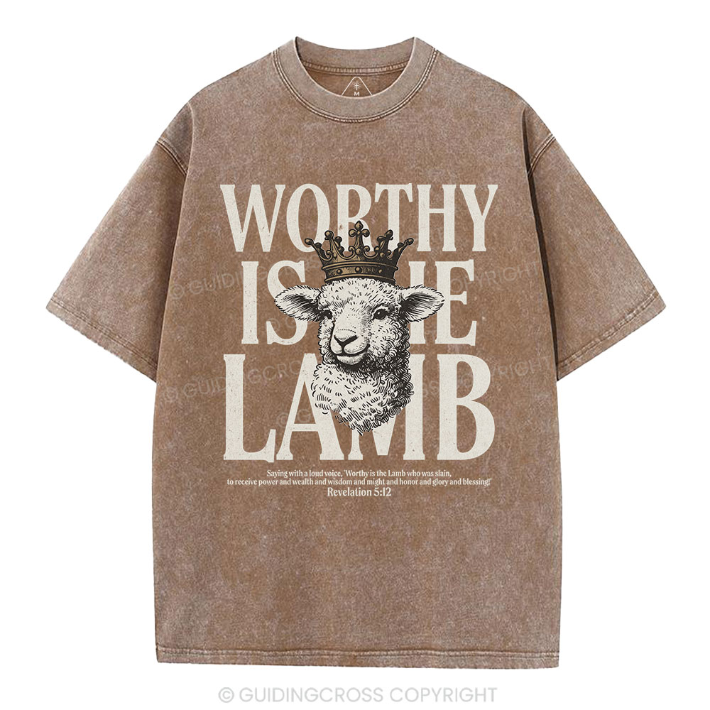Worthy Is The Lamb Christian Washed T-Shirt