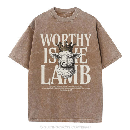 Worthy Is The Lamb Christian Washed T-Shirt