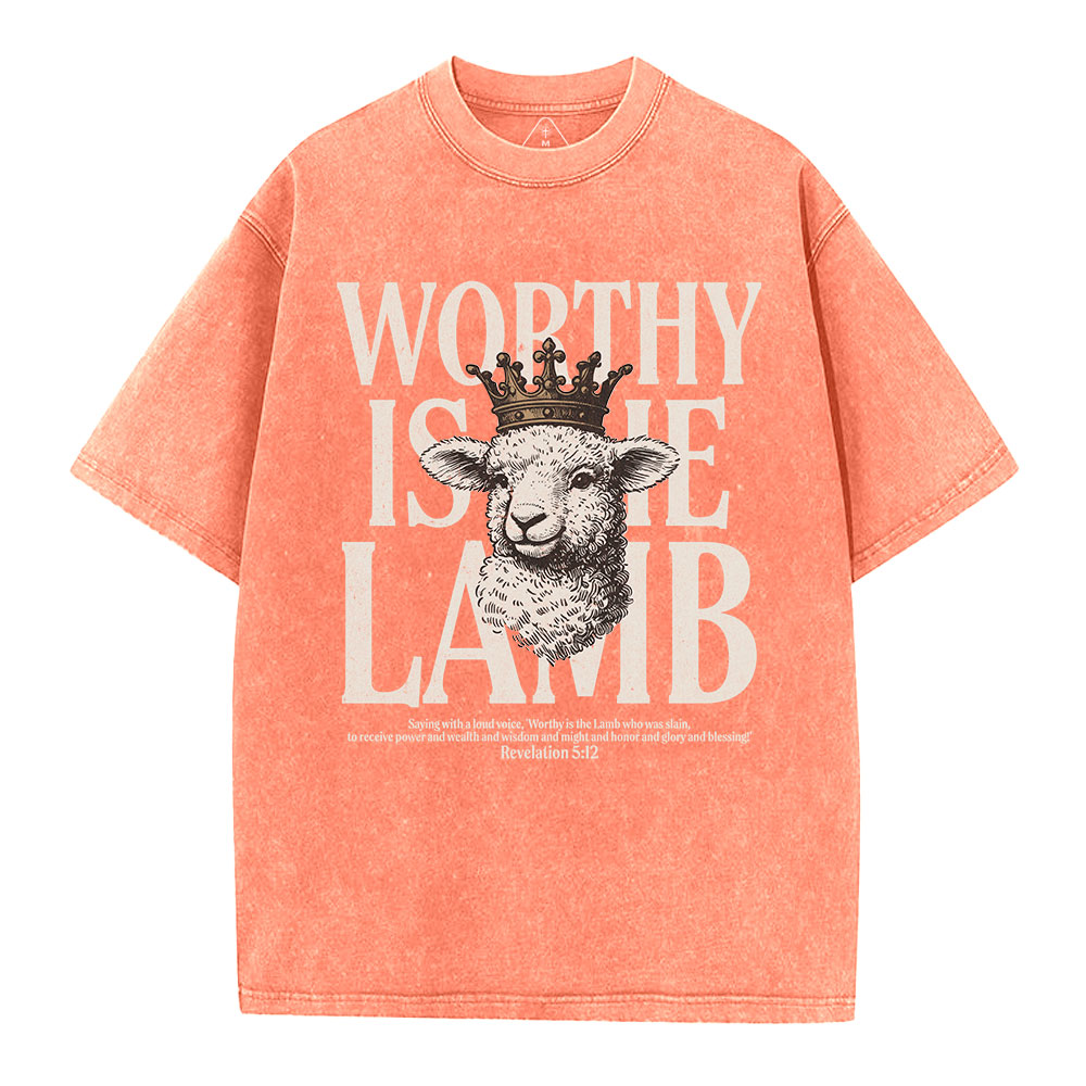 Worthy Is The Lamb Christian Washed T-Shirt
