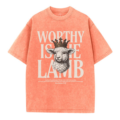 Worthy Is The Lamb Christian Washed T-Shirt