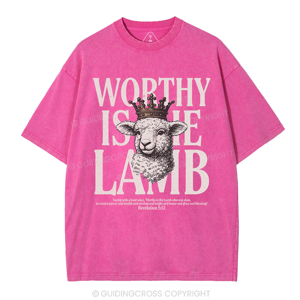 Worthy Is The Lamb Christian Washed T-Shirt