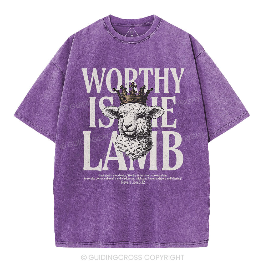 Worthy Is The Lamb Christian Washed T-Shirt