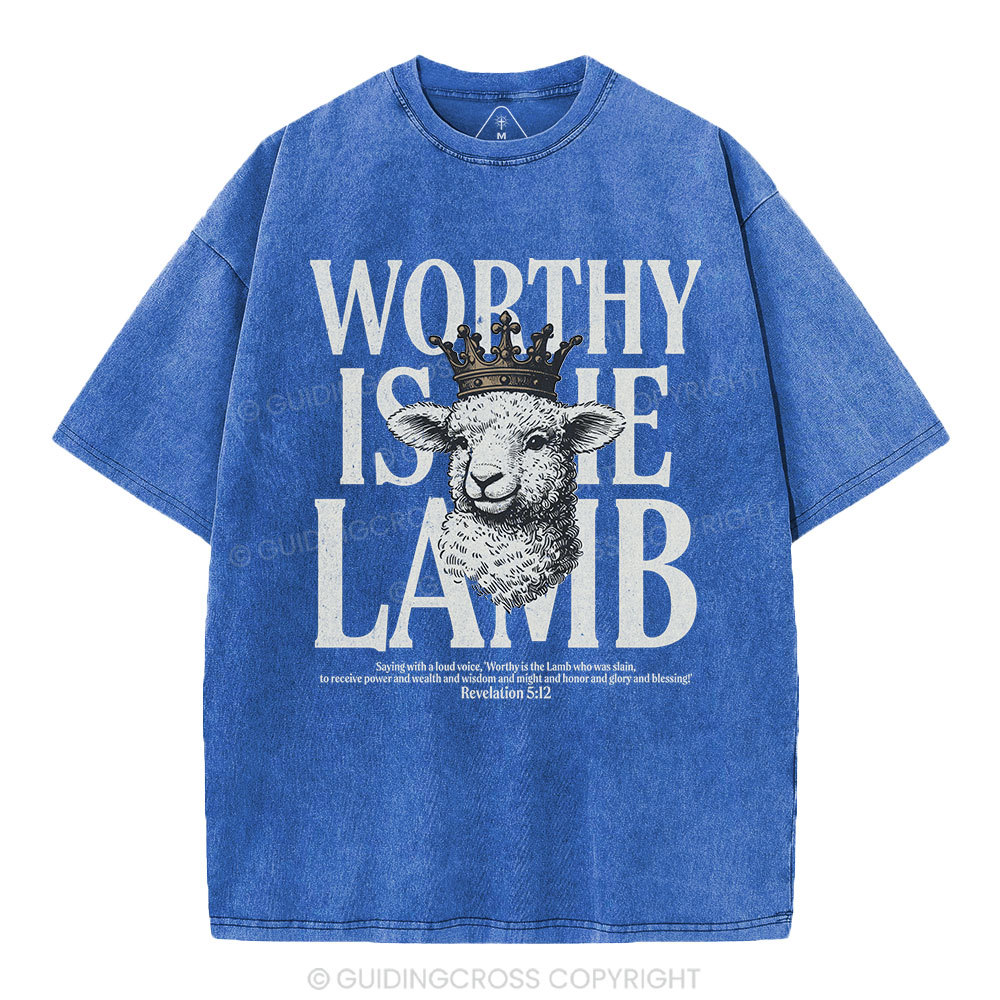 Worthy Is The Lamb Christian Washed T-Shirt