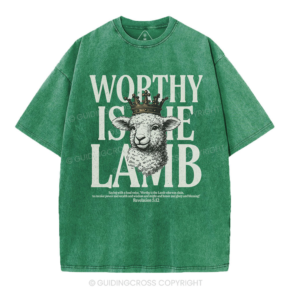 Worthy Is The Lamb Christian Washed T-Shirt
