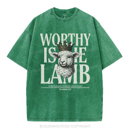 Worthy Is The Lamb Christian Washed T-Shirt