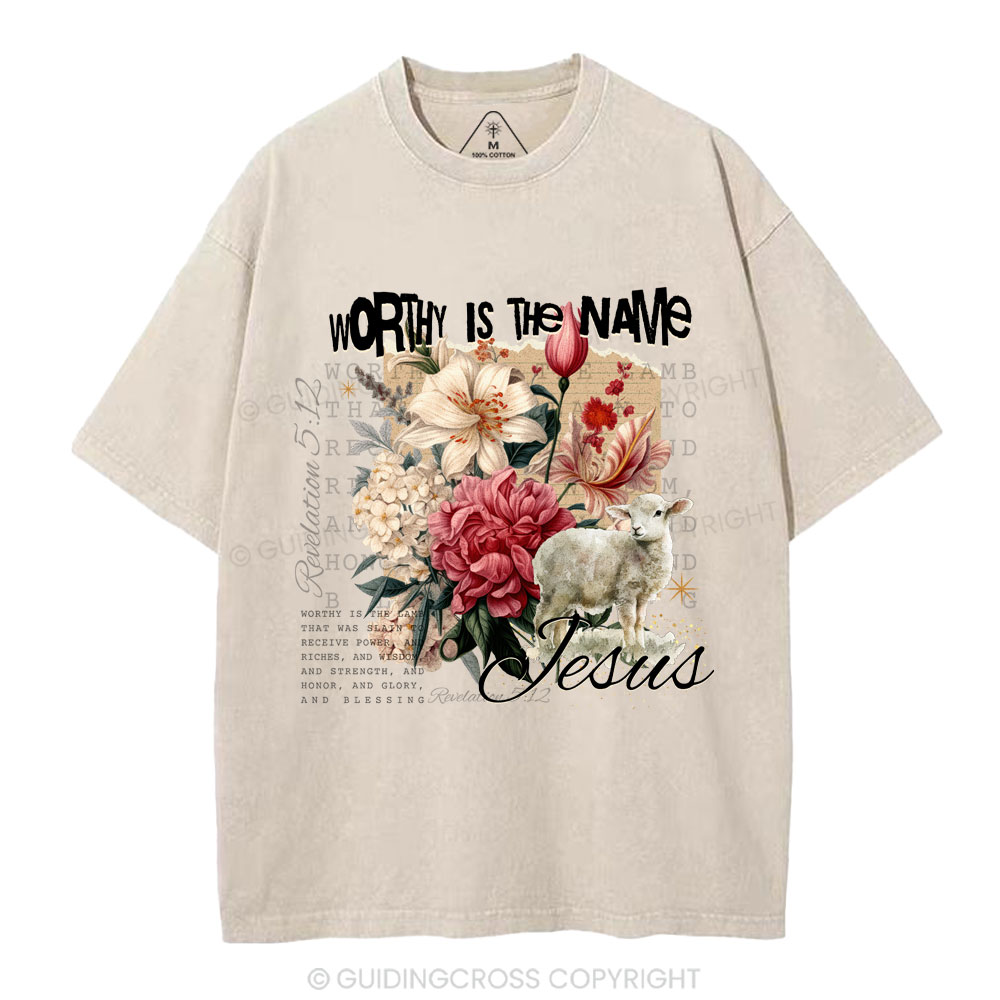 Worthy Is The Lamb Christian Washed T-Shirt
