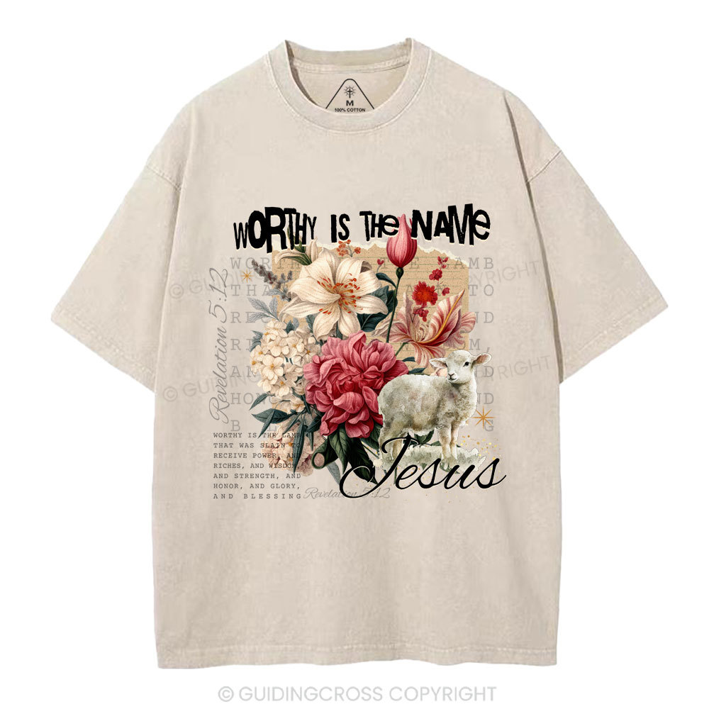 Worthy Is The Lamb Christian Washed T-Shirt