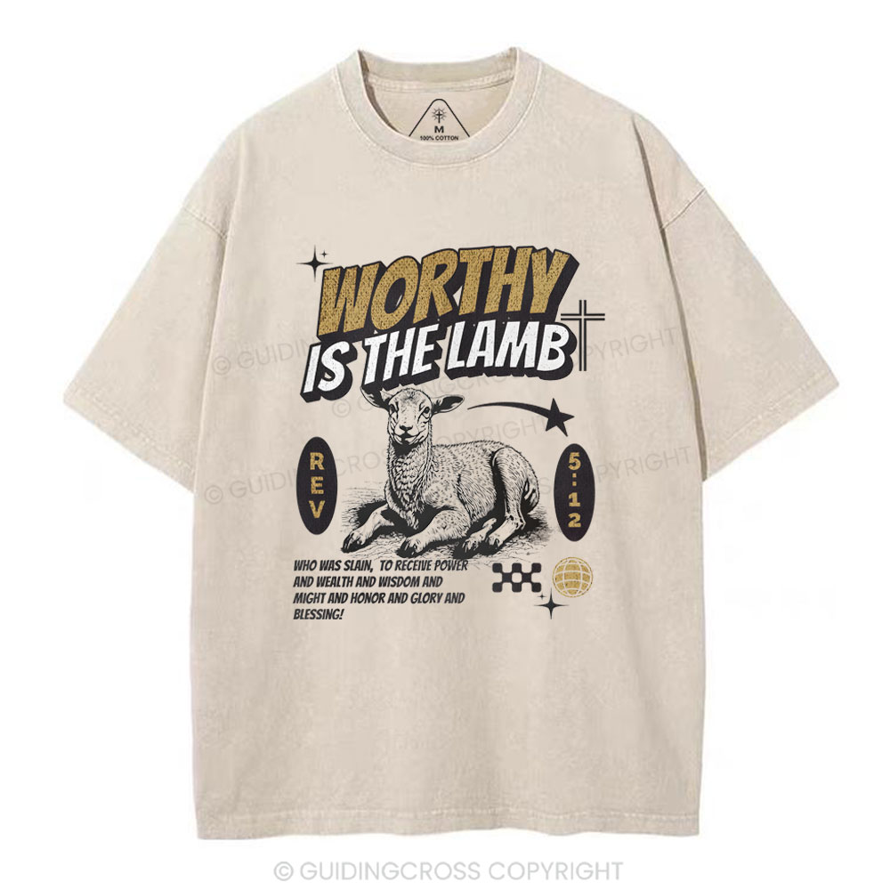 Worthy Is The Lamb Christian Washed T-Shirt